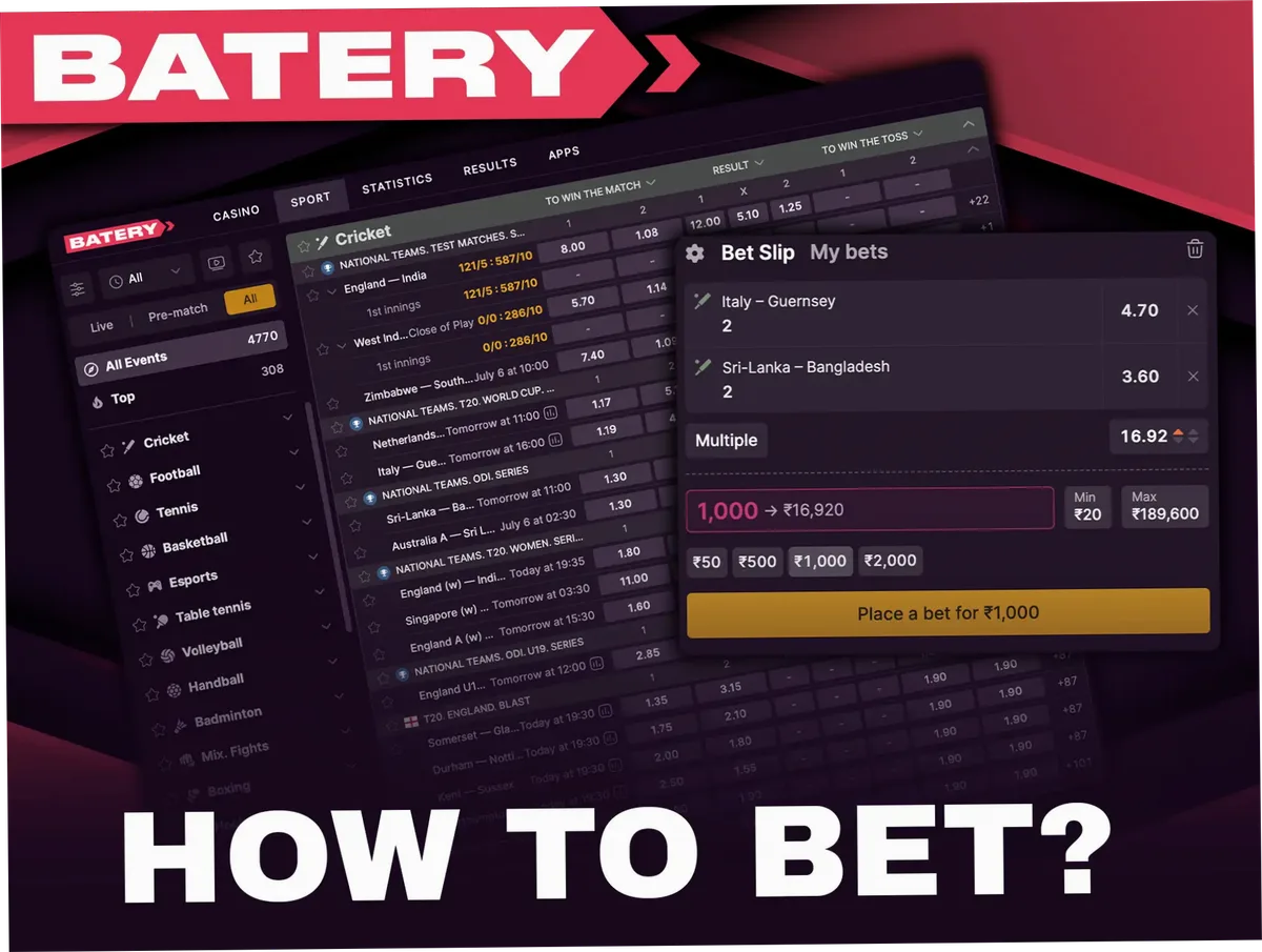 Batery Bet live bet steps