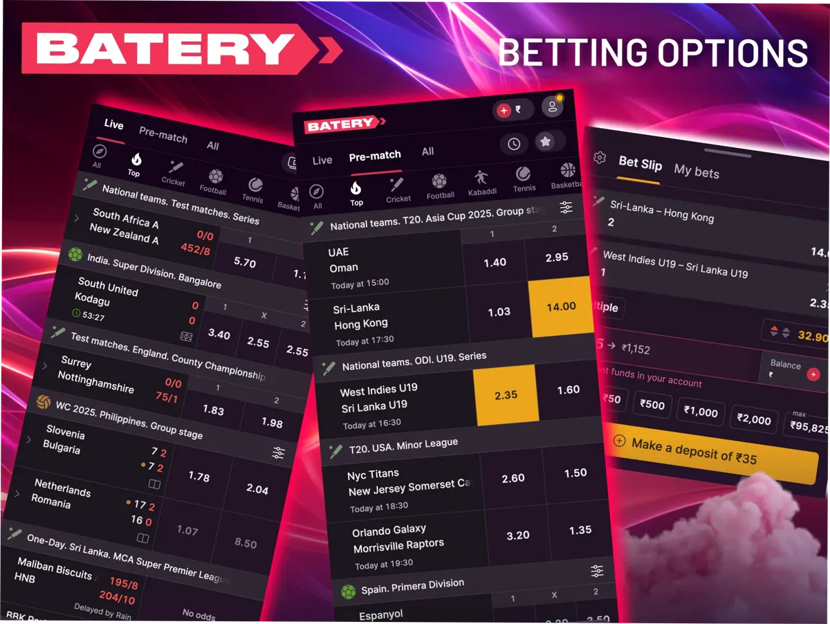 Batery Bet betting markets