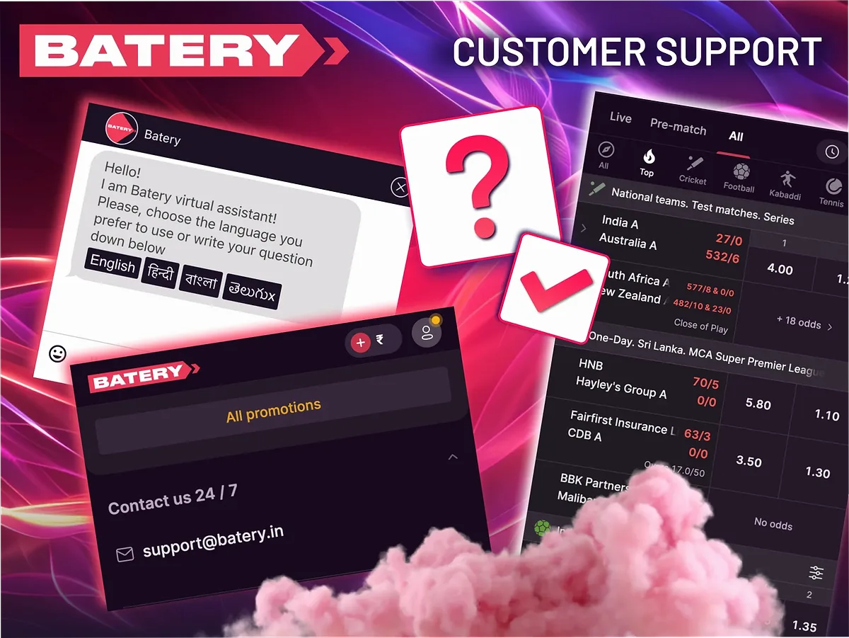 Batery Bet 24/7 support